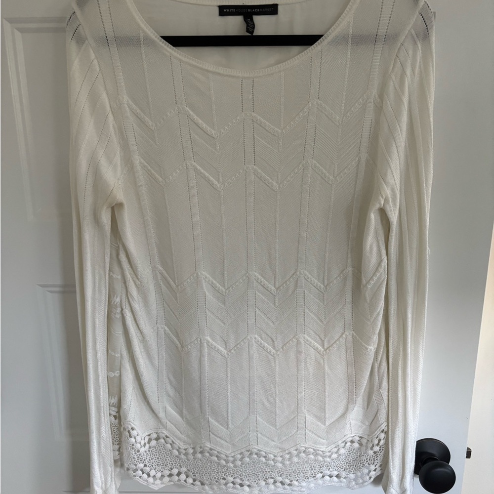 White House Black Market Cream Long Sleeve sweater